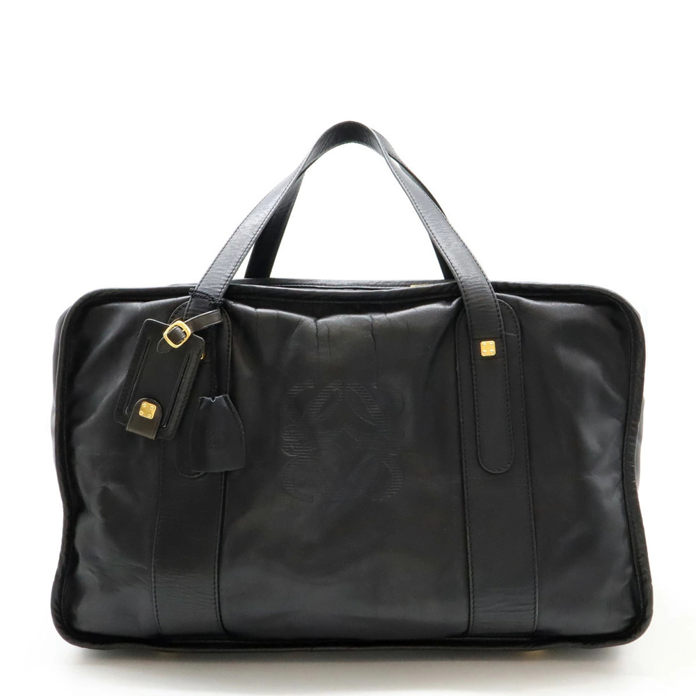 Loewe Anagram Boston Bag Travel Leather Black